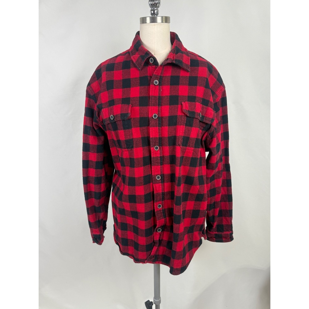 JACHS XL Men Red Black Buffalo Plaid Flannel Cabin Lumber Casual Thick Lagenlook